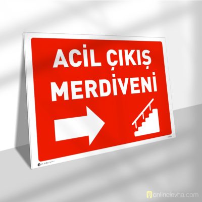 Acil Çıkış Merdiveni Sağ Yön | İş Güvenlik Levhaları Acil Çıkış Merdiveni Sağ Yön