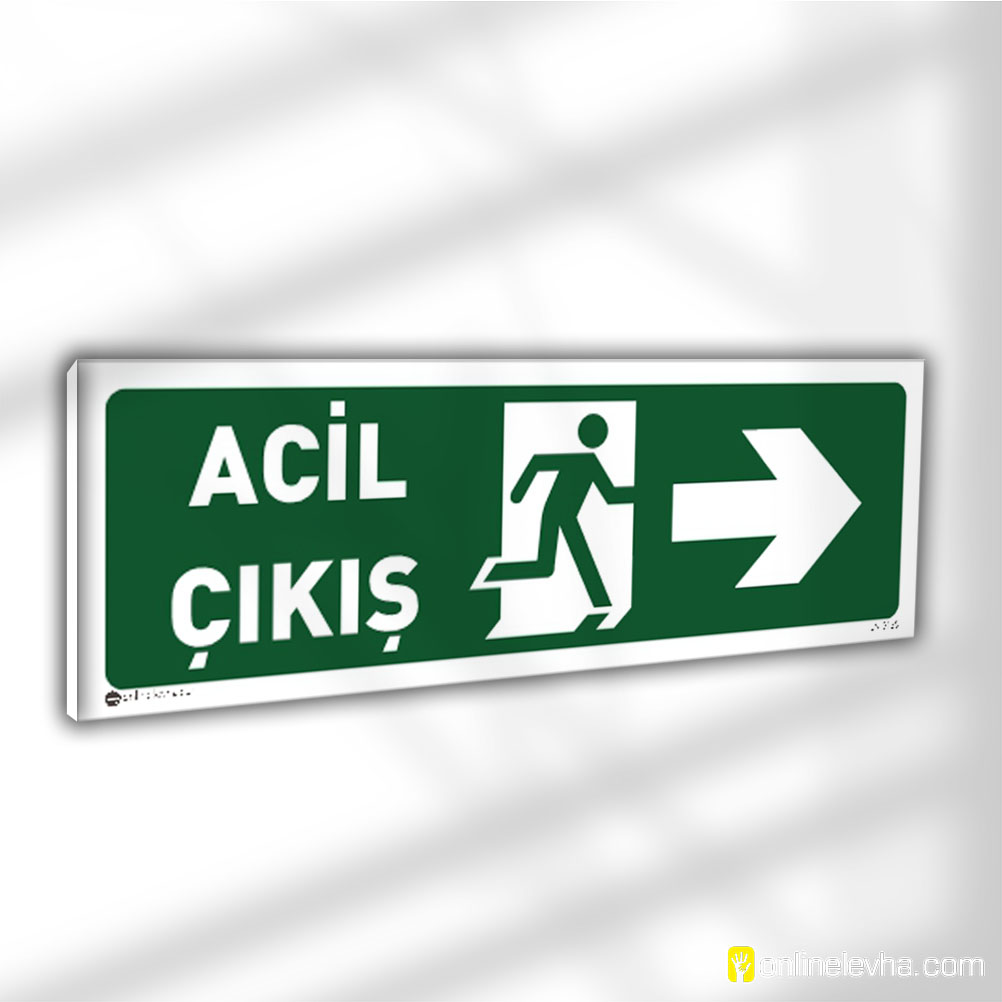 Acil Çıkış Sağa Yönlendirme | İş Güvenlik Levhaları Acil Çıkış Sağa Yönlendirme