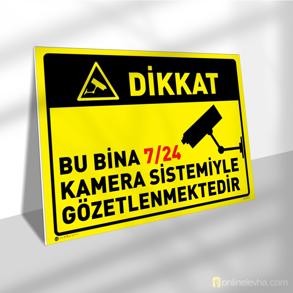 Dikkat Bu Bina 7/24 Kamera Sistemiyle Gözetlenmektedir | İş Güvenlik Levhaları Dikkat Bu Bina 7/24 Kamera Sistemiyle Gözetlenmektedir