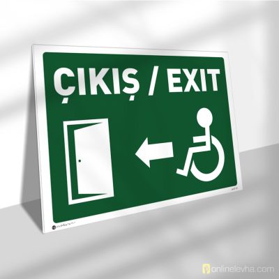 Engelli Sola Acil Çıkış Exit Yönlendirme | İş Güvenlik Levhaları Engelli Sola Acil Çıkış Exit Yönlendirme