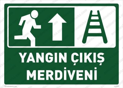 Yangın Çıkış Merdiveni Sağ Yukarı Yön Levhası