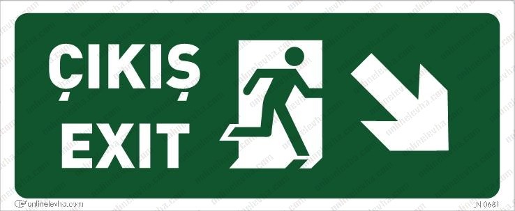 cikis-exit-sag-asagi | İş Güvenlik Levhaları