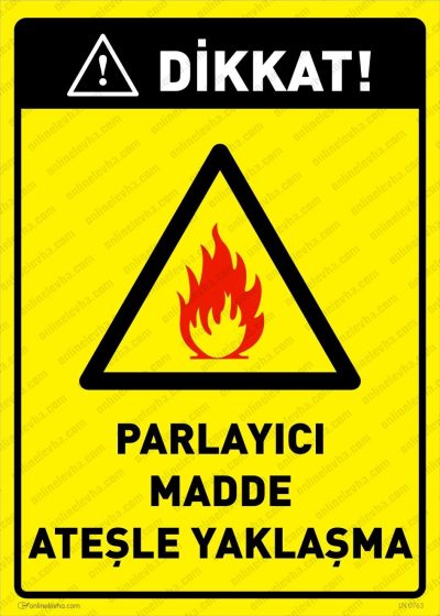 Dikkat Parlayıcı Madde Ateşle Yaklaşma Levhası
