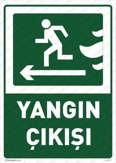 yangin-cikisi-sol-yon-levhasi | İş Güvenlik Levhaları