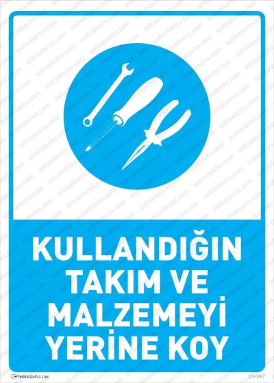 Kullandığın Takım ve Malzemeyi Yerine Koy Levhası