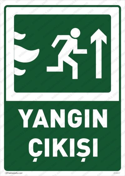 Yangın Çıkışı Yukarı Sağ Yön Levhası