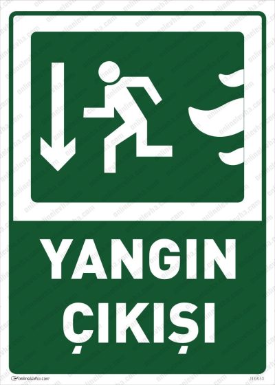 yangin-cikisi-sol-asagi-yon-levhasi | İş Güvenlik Levhaları
