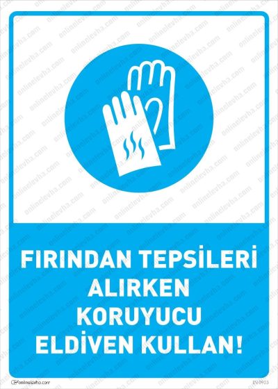 Fırından Tepsileri Alırken Koruyucu Eldiven Kullan Levhası