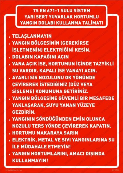 Yangın Dolabı Kullanma Talimatı Levhası