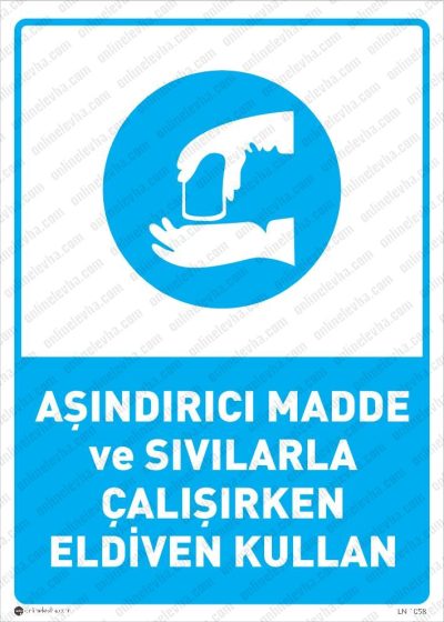 Aşındırıcı Madde ve Sıvılarla Çalışırken Eldiven Kullan Levhası