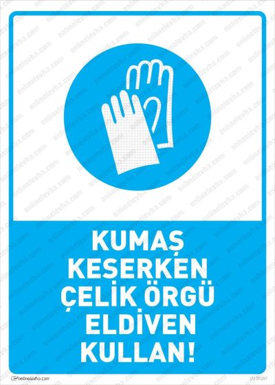 Kumaş Keserken Çelik Örgü Eldiven Kullan Levhası