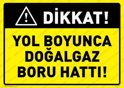 Yol Boyunca Doğalgaz Boru Hattı Levhası