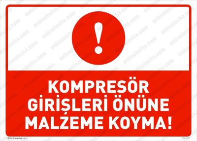 Kompresör Girişleri Önüne Malzeme Koyma Levhası