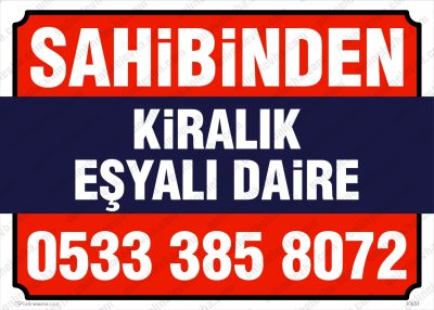 Sahibinden Kiralık Eşyalı Daire İlan Afişi