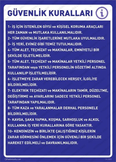 Güvenlik Kuralları Levhası