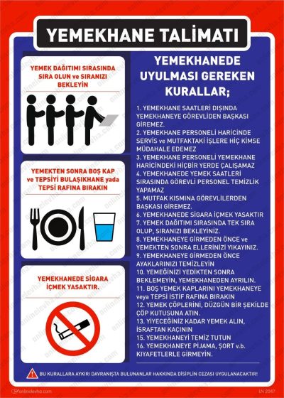 Yemekhane Talimatı Levhası
