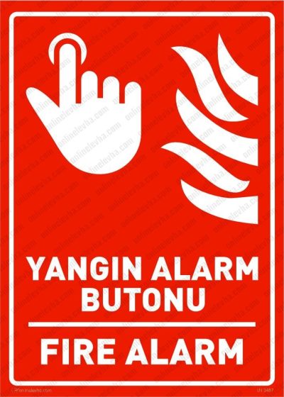 Yangın Alarm Butonu - Fire Alarm (TR/EN) Levhası
