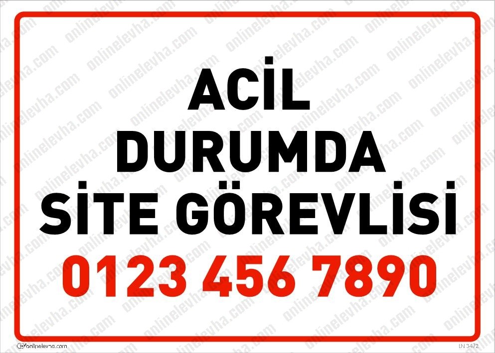 acil-durumda-site-gorevlisi-levhasi | İş Güvenlik Levhaları