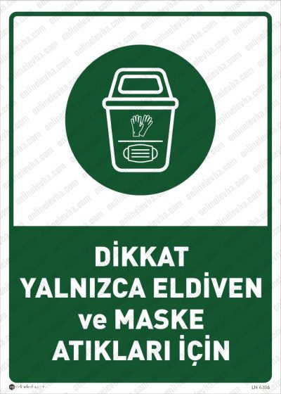 Yalnızca Maske ve Eldiven Atıkları İçin Levhası
